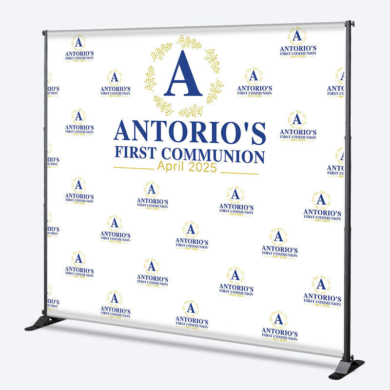 Lofaris Custom Blue Words Step And Repeat Baptism Backdrop