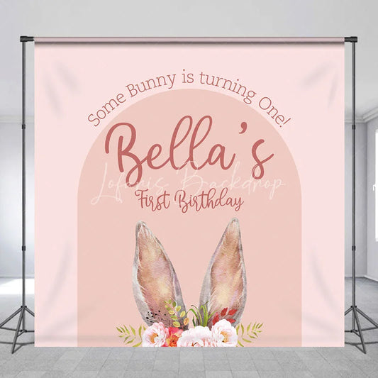Lofaris Custom Boho Some Bunny Is Turning One Backdrop Pink Arch Floral Rabbit Background Personalized Name First Birthday Prop