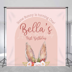 Lofaris Custom Boho Some Bunny Is Turning One Backdrop Pink Arch Floral Rabbit Background Personalized Name First Birthday Prop