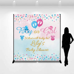 Lofaris Custom Boy or Girl Gender Reveal Baby Shower Backdrop What Will Be Pink and Blue Glitter Stars