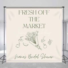 Lofaris Custom Bridal Shower Backdrop Fresh Off The Market Personalize Name Fruit Flower Line Art Background Bachelorette Decor