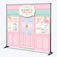 Lofaris Custom Candy Shop Backdrop Personalized Sweet Birthday Party Storefront Decor