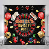Lofaris Custom Casino Birthday Bash Backdrop Las Vegas Night and Poker Theme Personalized Roulette Wheel Photo Prop