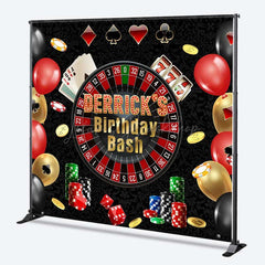Lofaris Custom Casino Birthday Bash Backdrop Las Vegas Night and Poker Theme Personalized Roulette Wheel Photo Prop