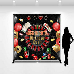 Lofaris Custom Casino Birthday Bash Backdrop Las Vegas Night and Poker Theme Personalized Roulette Wheel Photo Prop