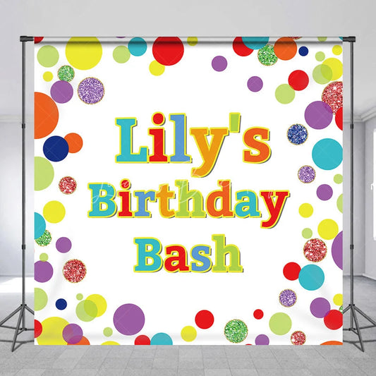 Lofaris Custom Colorful Confetti Birthday Bash Backdrop Personalized Glitter Polka Dot Party Decoration for Celebrations