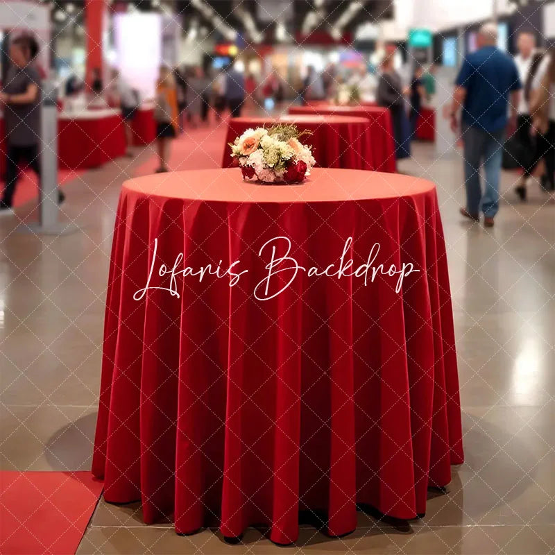Lofaris Custom Commercial Trade Logo Text Round Tablecloth