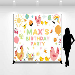 Lofaris Custom Farm Friends Birthday Backdrop Cute Chicken and Chicks Party Banner Sunshine Rainbow Kids Photo Prop