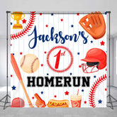 Lofaris Custom First Birthday Homerun Backdrop Baseball and Bat Sports Theme Personalized Rookie of The Year Party Banner