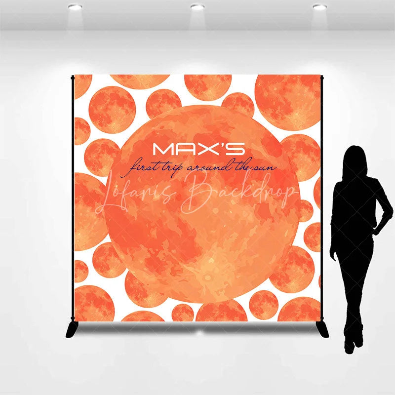 Lofaris Custom First Trip Around The Sun Backdrop Red Planet Galaxy Background Personalized Name 1st Birthday Party Decoration