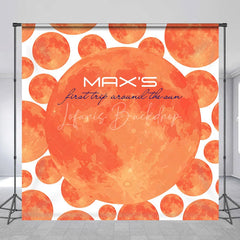Lofaris Custom First Trip Around The Sun Backdrop Red Planet Galaxy Background Personalized Name 1st Birthday Party Decoration