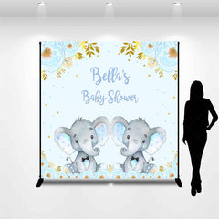 Lofaris Custom Floral Elephant Twins Baby Shower Backdrop