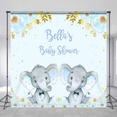 Lofaris Custom Floral Elephant Twins Baby Shower Backdrop