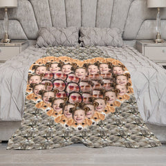 Lofaris Custom Funny Crazy Family Pet Face Heart Blanket