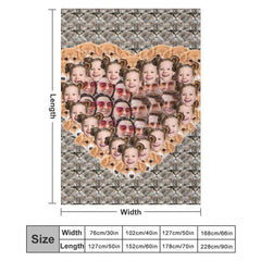 Lofaris Custom Funny Crazy Family Pet Face Heart Blanket