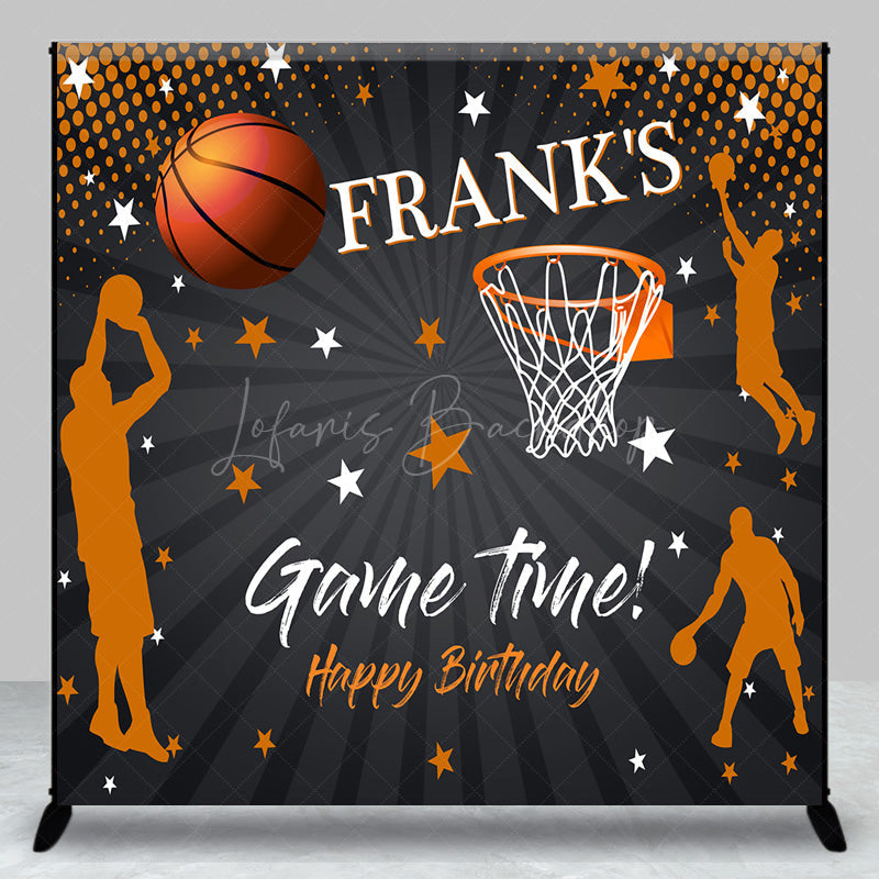 Lofaris Custom Game Time Birthday Backdrop Basketball and Hoop Sports Theme Personalized Slam Dunk Party Photo Prop
