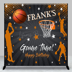 Lofaris Custom Game Time Birthday Backdrop Basketball and Hoop Sports Theme Personalized Slam Dunk Party Photo Prop