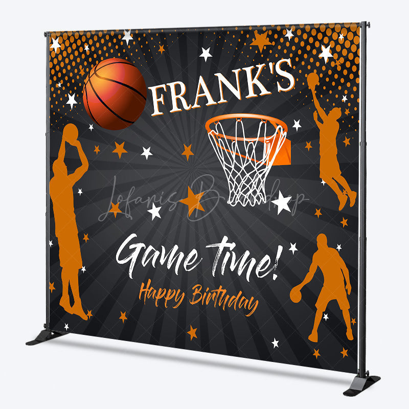 Lofaris Custom Game Time Birthday Backdrop Basketball and Hoop Sports Theme Personalized Slam Dunk Party Photo Prop