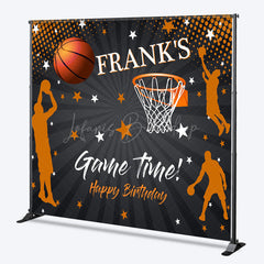 Lofaris Custom Game Time Birthday Backdrop Basketball and Hoop Sports Theme Personalized Slam Dunk Party Photo Prop