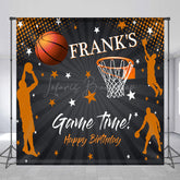 Lofaris Custom Game Time Birthday Backdrop Basketball and Hoop Sports Theme Personalized Slam Dunk Party Photo Prop