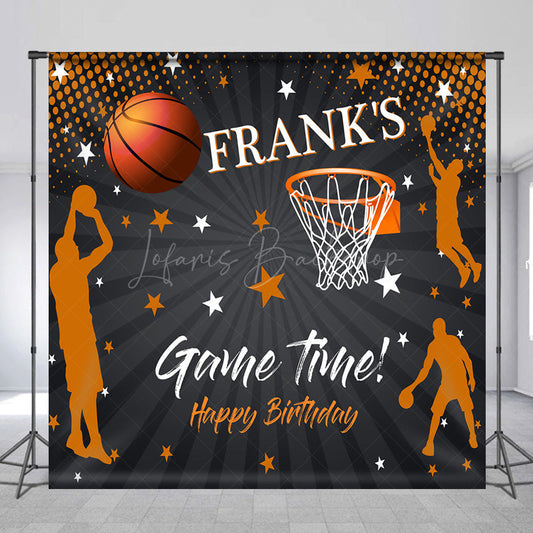 Lofaris Custom Game Time Birthday Backdrop Basketball and Hoop Sports Theme Personalized Slam Dunk Party Photo Prop