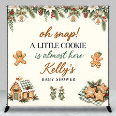 Lofaris Custom Gingerbread Cookie Baby Shower Backdrop Oh Snap A Little Is Almost Here Winter Poinsettia Garland Decor