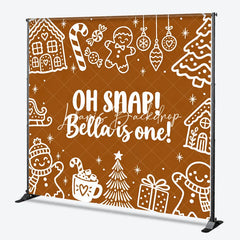Lofaris Custom Gingerbread First Birthday Backdrop Winter Wonderland Candy Cane and Hot Cocoa Party Decor