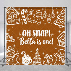Lofaris Custom Gingerbread First Birthday Backdrop Winter Wonderland Candy Cane and Hot Cocoa Party Decor