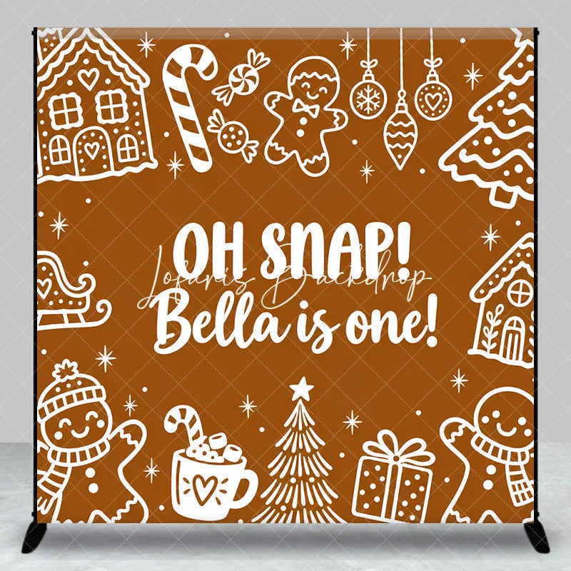 Lofaris Custom Gingerbread First Birthday Backdrop Winter Wonderland Candy Cane and Hot Cocoa Party Decor