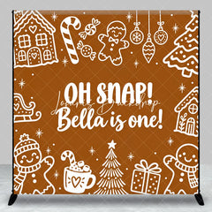Lofaris Custom Gingerbread First Birthday Backdrop Winter Wonderland Candy Cane and Hot Cocoa Party Decor