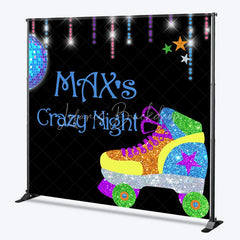 Lofaris Custom Glitter Roller Skate Disco Ball Backdrop Personalized Retro Crazy Night Party Decoration