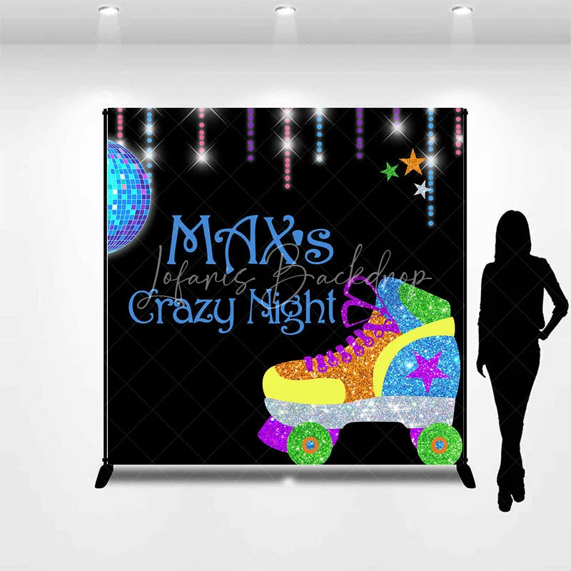 Lofaris Custom Glitter Roller Skate Disco Ball Backdrop Personalized Retro Crazy Night Party Decoration