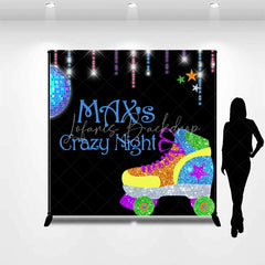 Lofaris Custom Glitter Roller Skate Disco Ball Backdrop Personalized Retro Crazy Night Party Decoration