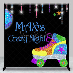Lofaris Custom Glitter Roller Skate Disco Ball Backdrop Personalized Retro Crazy Night Party Decoration