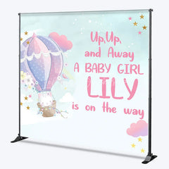 Lofaris Custom Hot Air Balloon and Cute Cat Baby Shower Backdrop Personalized Girl Birthday Party Decor