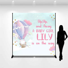 Lofaris Custom Hot Air Balloon and Cute Cat Baby Shower Backdrop Personalized Girl Birthday Party Decor
