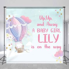 Lofaris Custom Hot Air Balloon and Cute Cat Baby Shower Backdrop Personalized Girl Birthday Party Decor