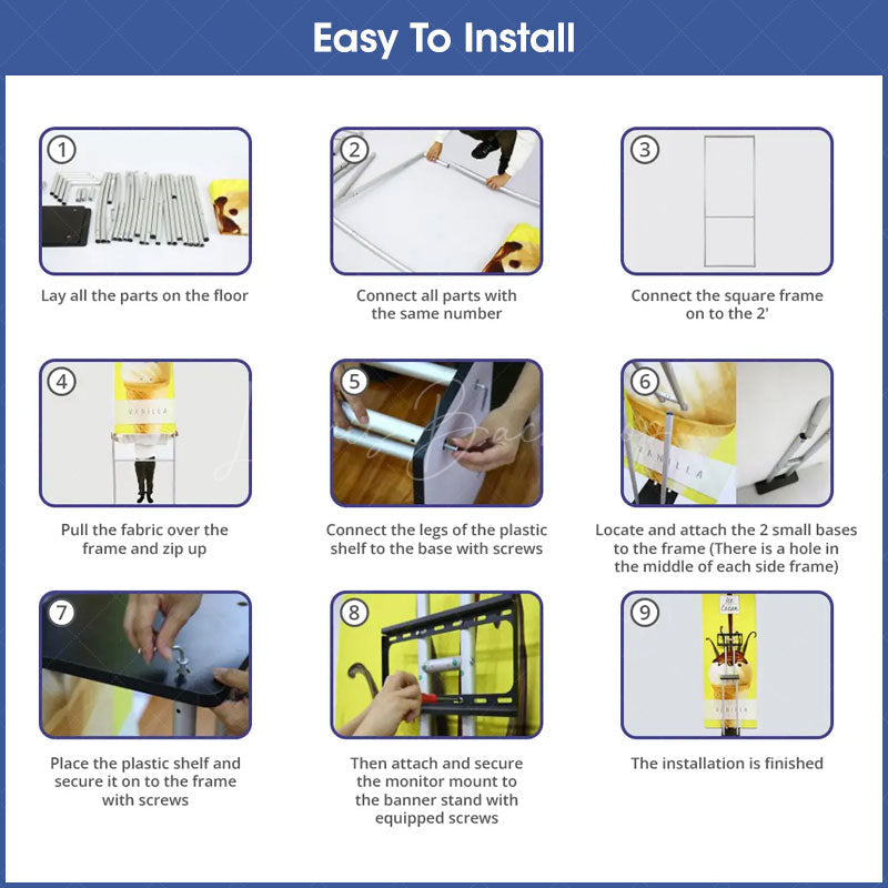 Lofaris Custom Logo S Shaped Banner Stand With Display Shelves