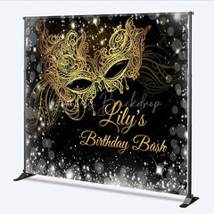 Lofaris Custom Masquerade Birthday Backdrop Black Gold Mask Photography Background