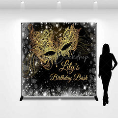 Lofaris Custom Masquerade Birthday Backdrop Black Gold Mask Photography Background