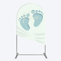 Lofaris Custom Name Baby Feet Arch Backdrop Personalized Blue Footprints Sign Minimalist Shower Welcome Decor