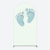 Lofaris Custom Name Baby Feet Arch Backdrop Personalized Blue Footprints Sign Minimalist Shower Welcome Decor