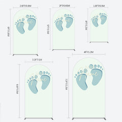 Lofaris Custom Name Baby Feet Arch Backdrop Personalized Blue Footprints Sign Minimalist Shower Welcome Decor