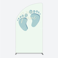 Lofaris Custom Name Baby Feet Half Moon Arch Backdrop Personalized Blue Footprints Sign Minimalist Shower Welcome Decor