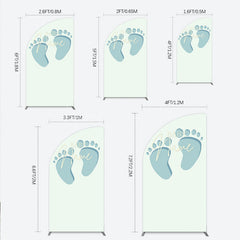 Lofaris Custom Name Baby Feet Half Moon Arch Backdrop Personalized Blue Footprints Sign Minimalist Shower Welcome Decor