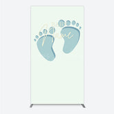 Lofaris Custom Name Baby Feet Rectangle Backdrop Personalized Blue Footprints Sign Minimalist Shower Welcome Decor