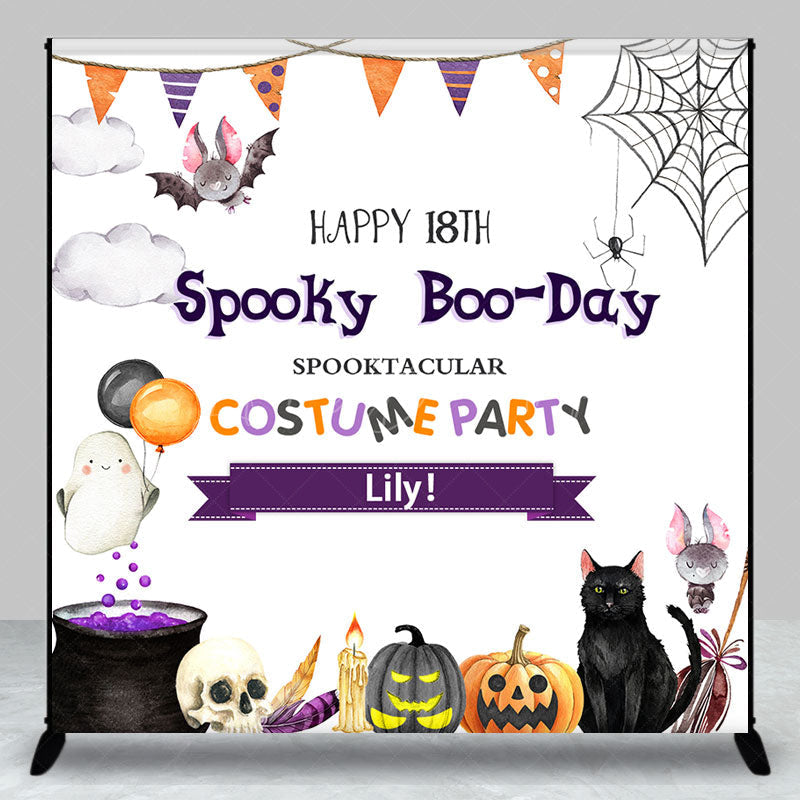 Lofaris Custom Name Birthday Halloween Costume Party Backdrop