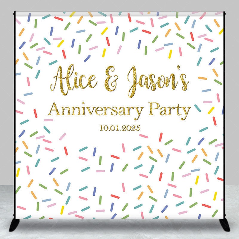 Lofaris Custom Name Colorful Candy Anniversary Party Backdrop