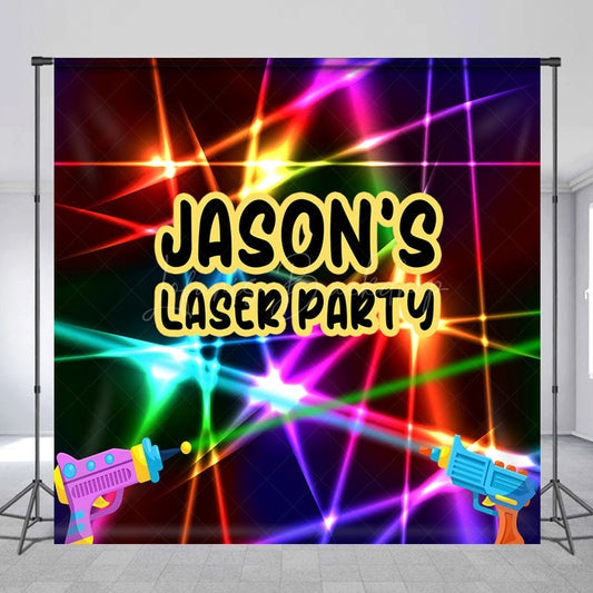 Lofaris Custom Name Colorful Laser Party Birthday Backdrop