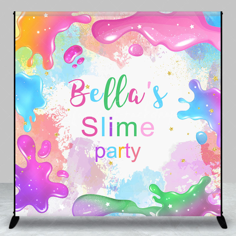 Lofaris Custom Name Colorful Slime Birthday Party Backdrop